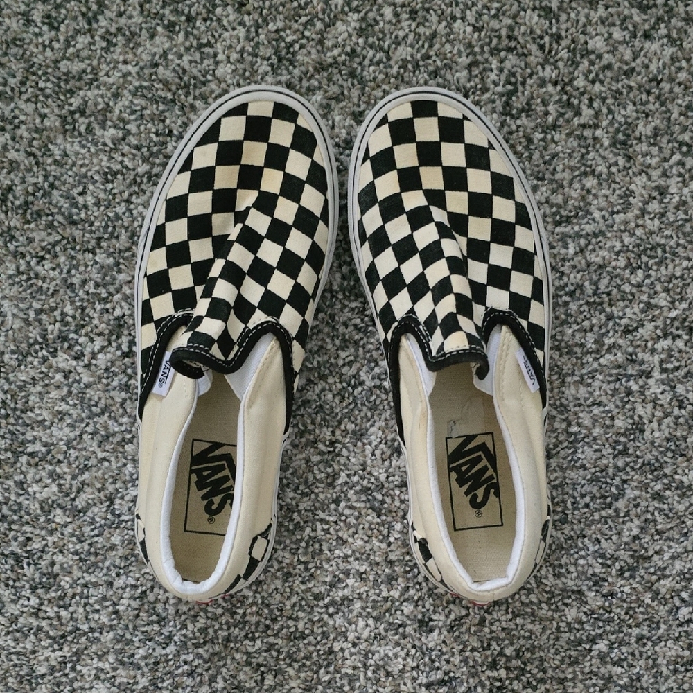 Vans Black and White Checkerboard Slip-Ons